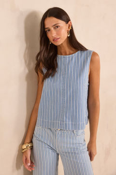 Picture of STRIPED SLEEVELESS TOP IN MIXED COTTON DENVER